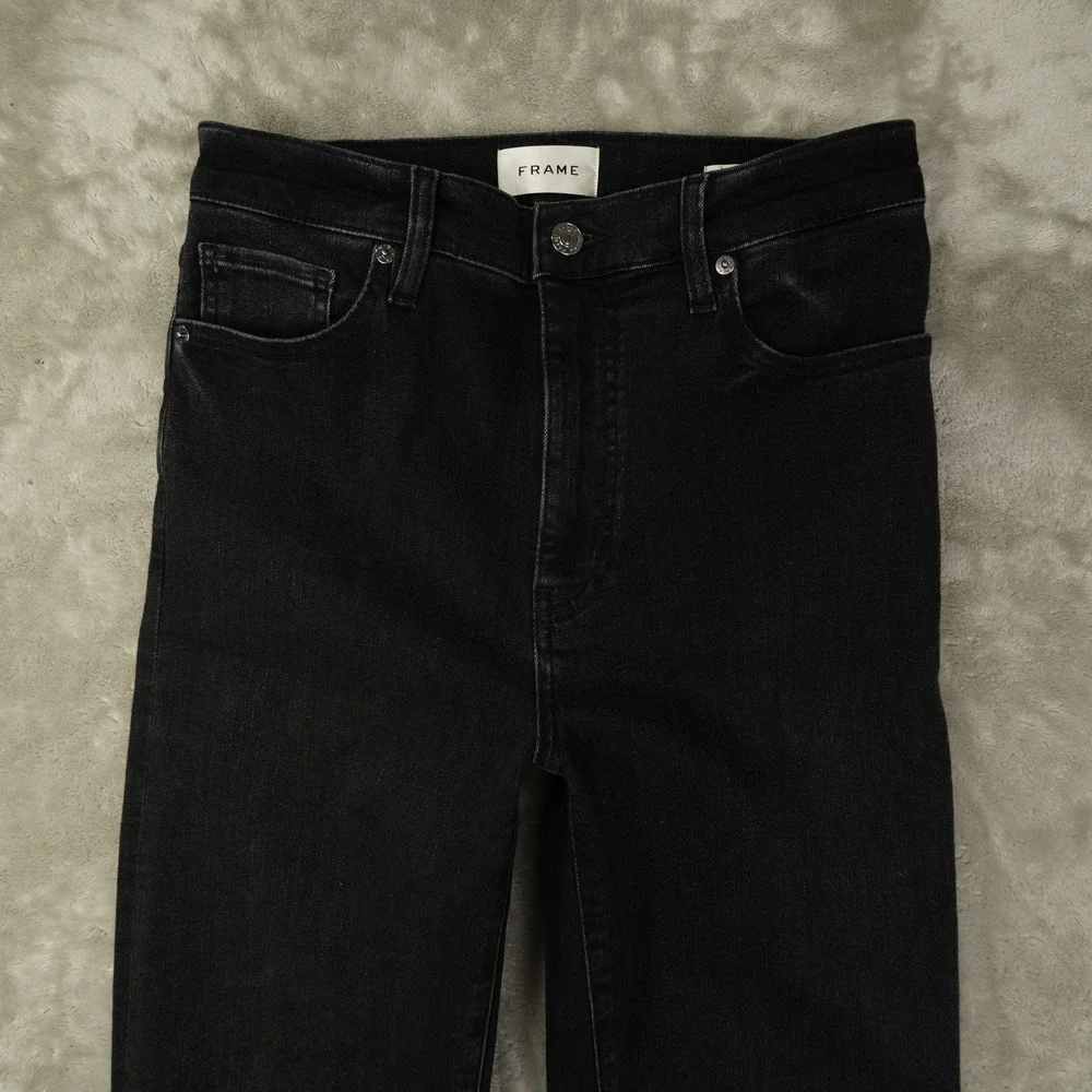 Frame Le Sleek Straight High Rise Ankle Jeans Women's 28 Meteor Black - Picture 3 of 11